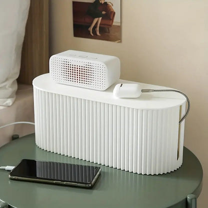 Compact White Desk Cable Organizer Box - Halri