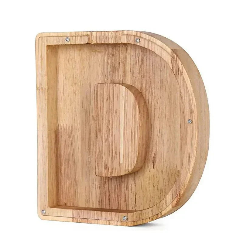 Personalized Wood Letter Piggy Bank