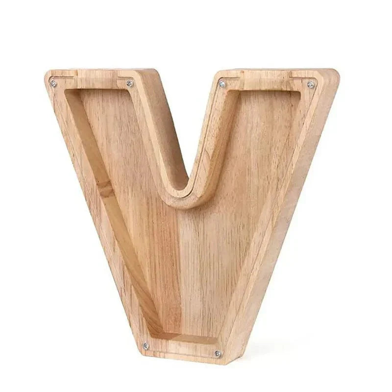Personalized Wood Letter Piggy Bank