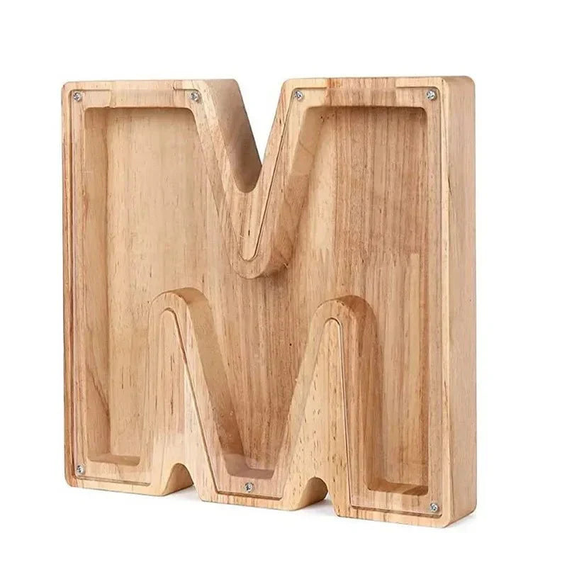 Personalized Wood Letter Piggy Bank