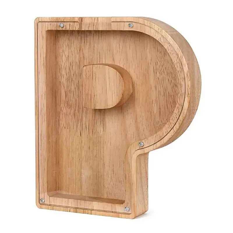 Personalized Wood Letter Piggy Bank