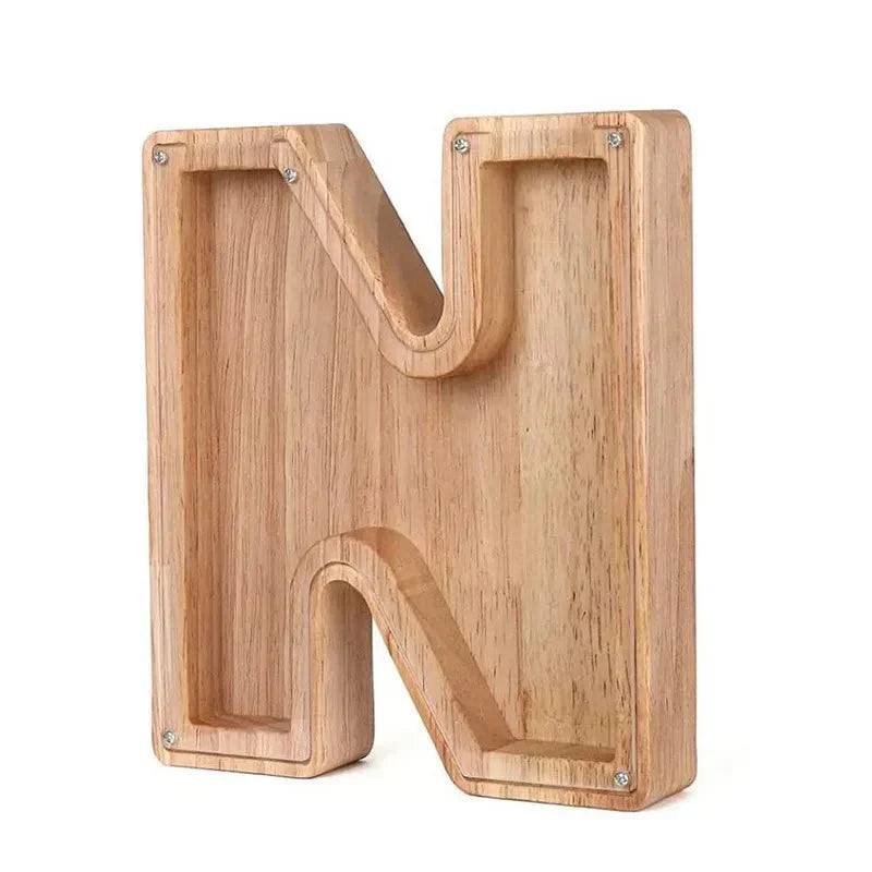 Personalized Wood Letter Piggy Bank