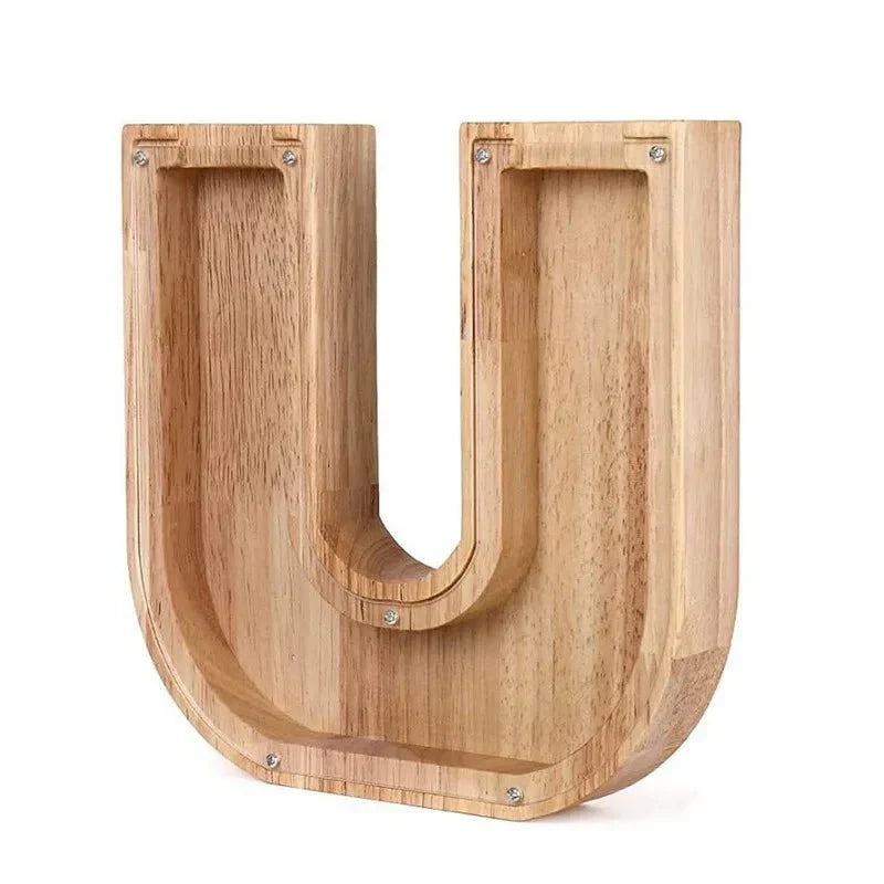 Personalized Wood Letter Piggy Bank