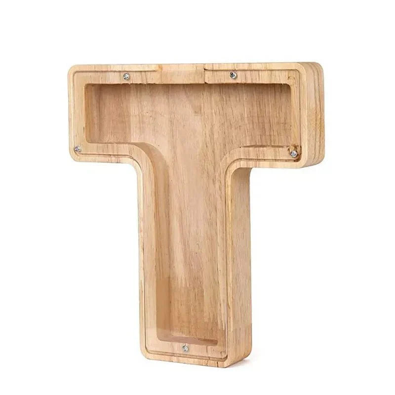 Personalized Wood Letter Piggy Bank