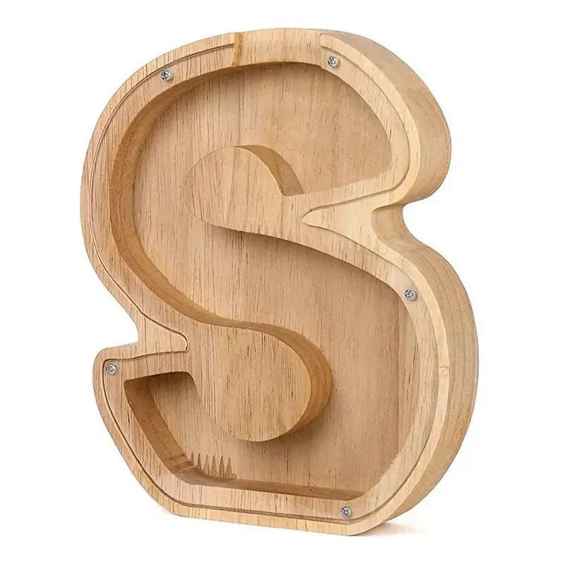 Personalized Wood Letter Piggy Bank