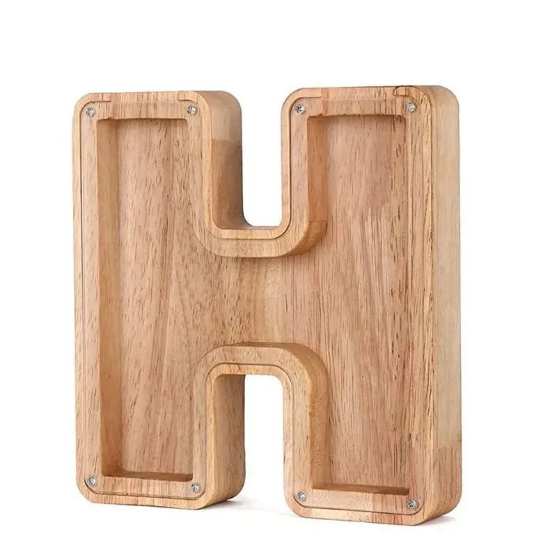 Personalized Wood Letter Piggy Bank