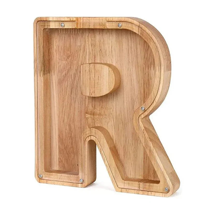 Personalized Wood Letter Piggy Bank