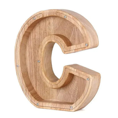 Personalized Wood Letter Piggy Bank