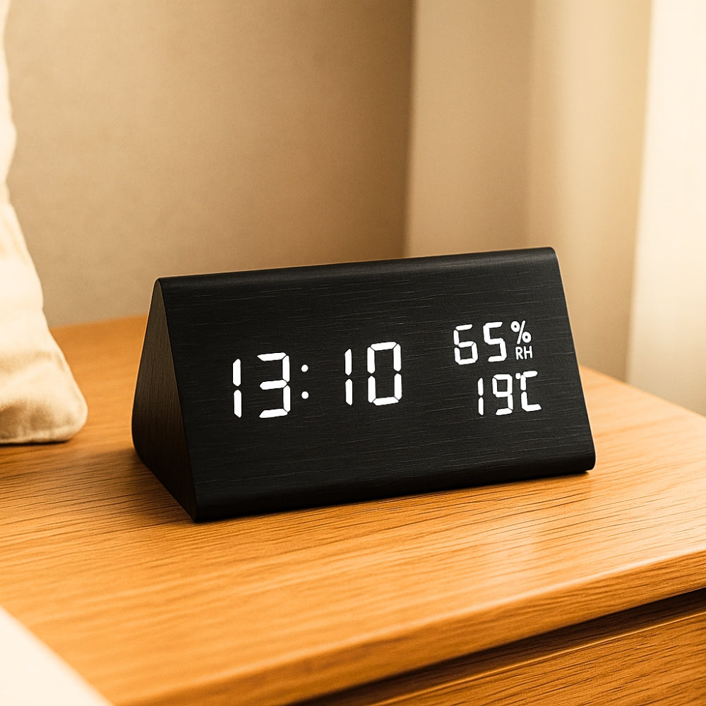 Natural Wood Digital LED Alarm Clock Radio - Halri