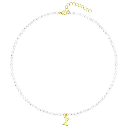Luxurious Gold Pearl Monogram Necklace