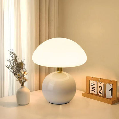 Vintage White Mushroom Bedside Table Lamp - Halri