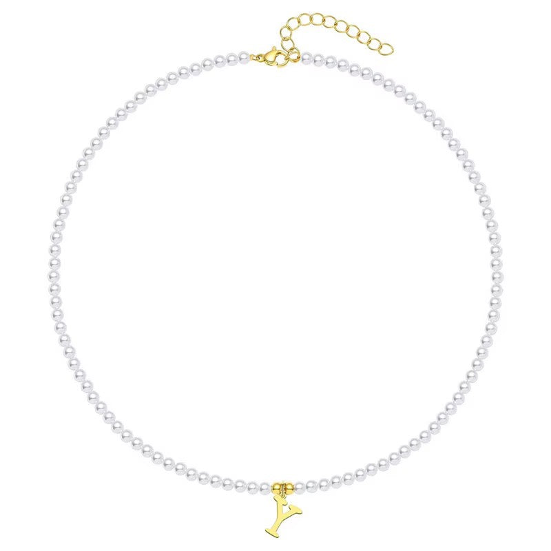Luxurious Gold Pearl Monogram Necklace